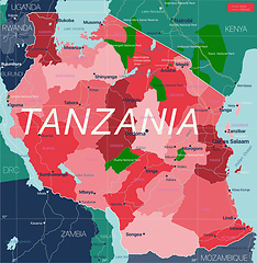 Image showing Tanzania country detailed editable map