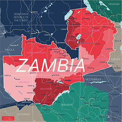 Image showing Zambia country detailed editable map