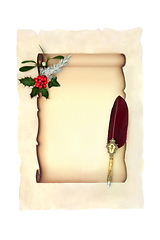 Image showing Retro Christmas Parchment Paper Scroll for Santa Letter