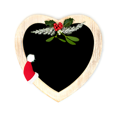 Image showing Christmas Heart Shape Wreath and Festive Symbols