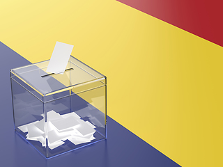 Image showing Ballot box with the flag of Romania