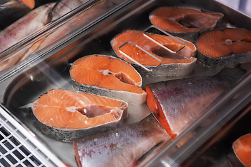 Image showing Fish and seafood stall in a market