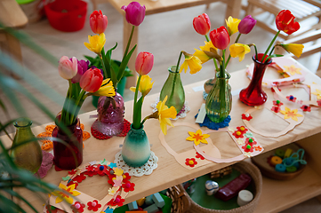 Image showing Concept of spring holiday, womens day or mothers day in montessori school