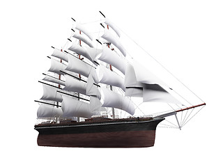 Image showing Sailing ship isolated over white