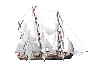 Image showing Sailing ship isolated over white