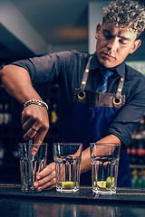 Image showing Bartender squeezing ripe limes