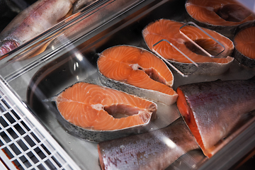 Image showing Fish and seafood stall in a market