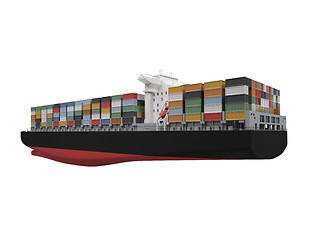 Image showing Container ship isolated back view