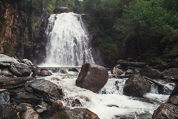 Image showing Korbu Waterfall at Lake Teletskoye