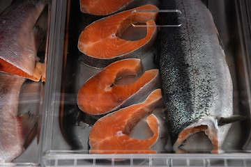 Image showing Fish and seafood stall in a market