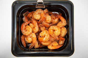 Image showing Pickled shrimp in plastic container