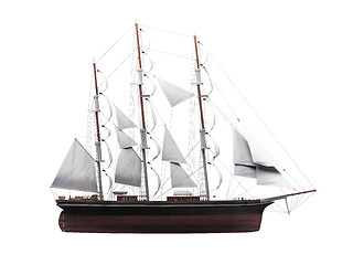 Image showing Sailing ship isolated over white