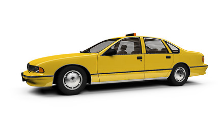 Image showing Yellow taxi isolated over whie