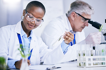 Image showing Science, agriculture and research with doctors in a laboratory together for sustainability or innovation. Healthcare, medical and pharmaceuticals with a scientist team in a lab to study plants