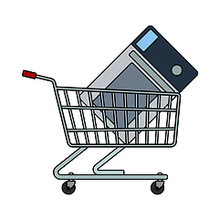 Image showing Shopping Cart With Microwave Oven Icon