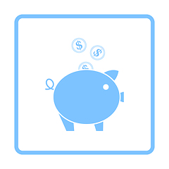 Image showing Golden Coins Fall In Piggy Bank Icon