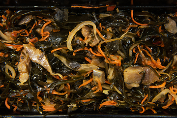 Image showing Chuka wakame laminaria seaweed salad with fish