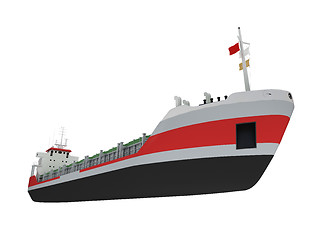 Image showing Big cargo ship isolated front view