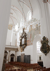 Image showing Church, chapel or cathedral with decoration for religion, faith or belief in God and Jesus inside a building. Construction, architecture and mural art for Christian or Catholic historical heritage