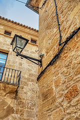 Image showing Fortress walls and narrow streets in Alcudia. Mallorca, Balearic Islands Spain.