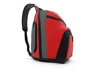 Image showing Red travel rucksack
