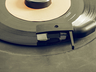 Image showing Vintage looking Vinyl record on turntable