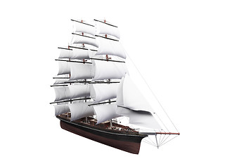 Image showing Sailing ship isolated over white