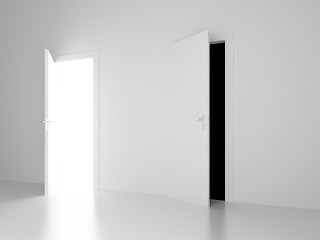 Image showing white and black open doors of future