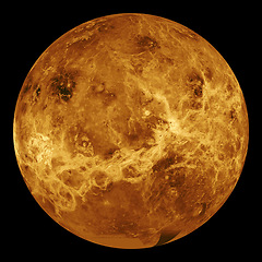 Image showing Venus, planet and universe for solar, eclipse or science with mock up space on black background. Galaxy, wallpaper or nebula with research, milky way or astrology for exploration and discovery in sky