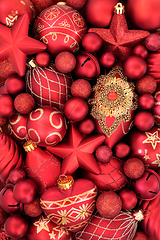 Image showing Christmas Luxury Red Bauble Tree Decorations