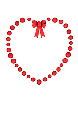 Image showing Christmas Heart Shape Wreath with Red Ball and Bow Decorations