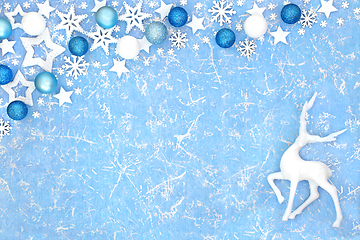 Image showing Christmas Reindeer Background with Festive Bauble Decorations