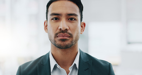 Image showing Portrait of businessman, pride in office serious and confident project manager at engineering agency. Face of serious man, design business leader with positive mindset and entrepreneur at startup