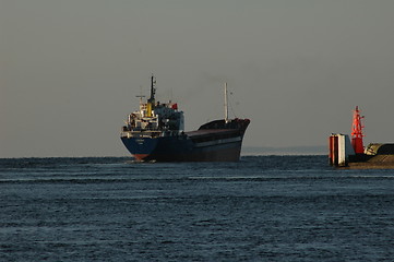 Image showing Cargo ship departure