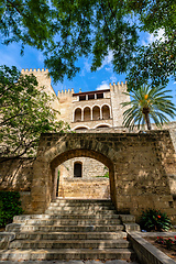 Image showing Gothic medieval Royal Palace of La Almudaina. Palma de Mallorca. Balearic Islands Spain.