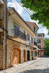 Image showing Narrow streets in historic center of town of Valldemossa, Balearic Islands Mallorca Spain.