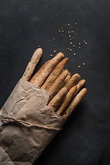 Image showing Bread sticks with salt and herbs