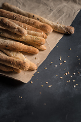 Image showing Bread sticks with salt and herbs