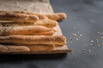 Image showing Bread sticks with salt and herbs