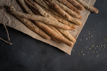 Image showing Bread sticks with salt and herbs