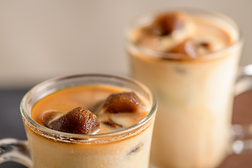 Image showing Iced coffee in glass jars