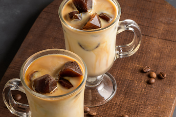 Image showing Iced coffee in glass jars