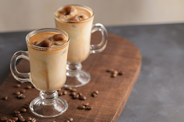 Image showing Iced coffee in glass jars