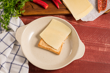 Image showing Francesinha on plate preparations