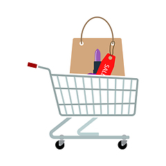 Image showing Shopping Cart With Bag Of Cosmetics Icon