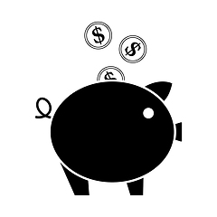 Image showing Golden Coins Fall In Piggy Bank Icon