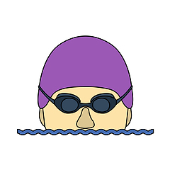 Image showing Icon Of Swimming Man