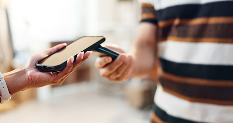 Image showing Hands, card machine and smartphone, payment and finance, shopping and people with POS. Digital, customer and cashier with supplier and fintech, supply chain and easy transaction, purchase and banking