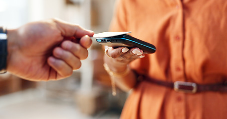 Image showing Hands, card machine and payment with finance, shopping and people with point of sale. Digital, customer and cashier with supplier and fintech, supply chain and easy transaction, purchase and banking