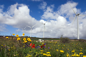 Image showing eolic generator in a wind farm